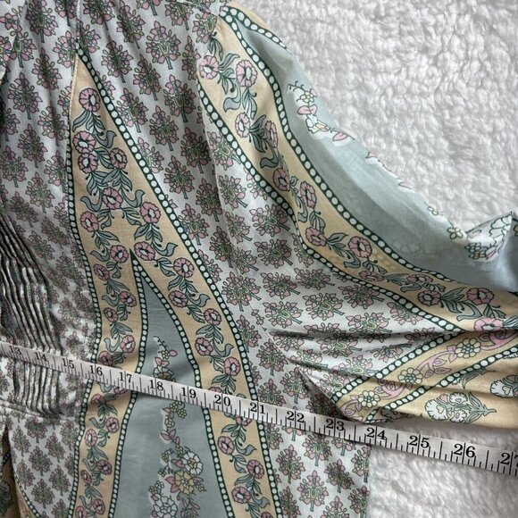 Soft Surroundings XL Womens Sky Blue Paisley Pleated Tabitha Tunic Boho Peasant - Picture 12 of 15